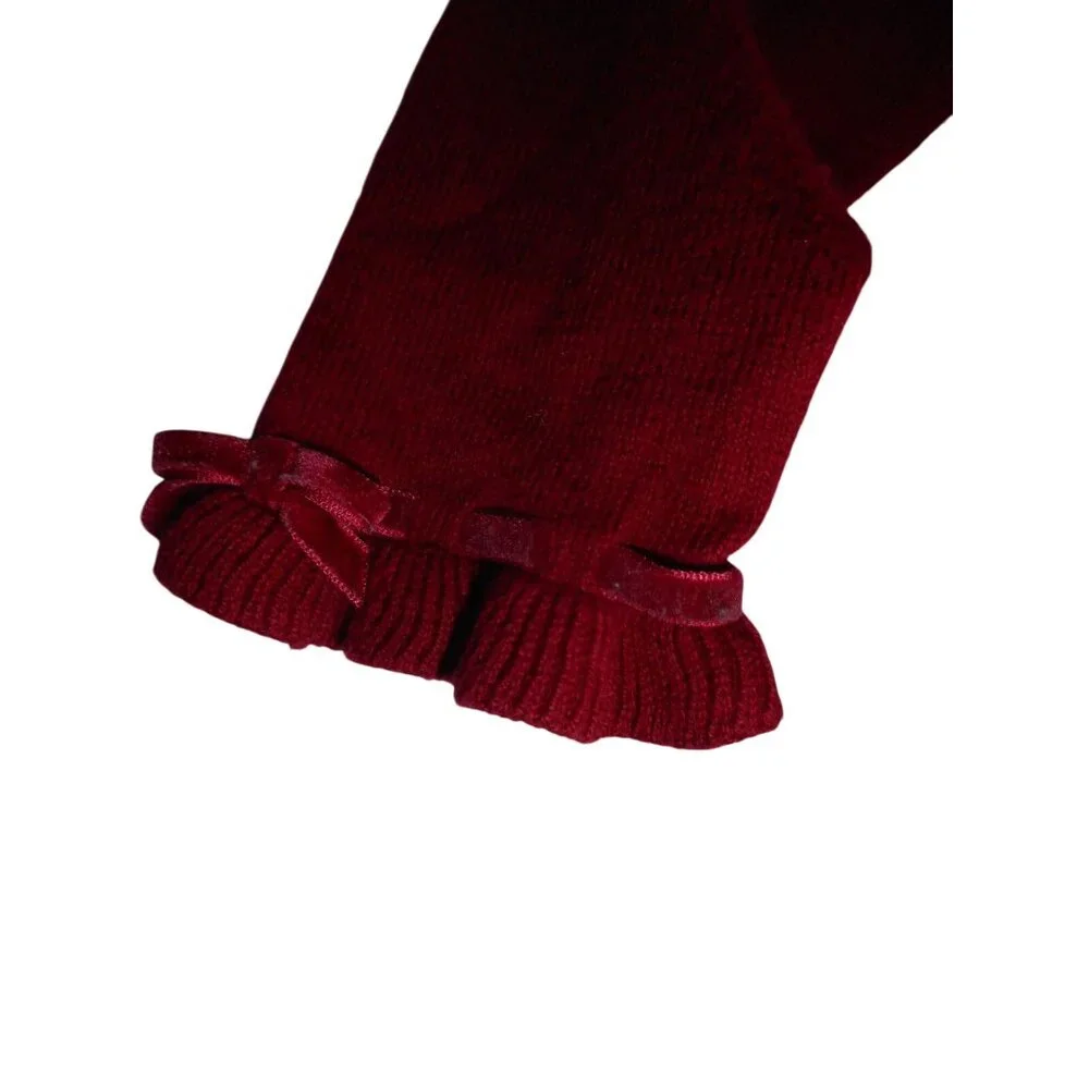 Deep Red Gymboree knit lined dress Sz 12-18 m cotton blend bow accent